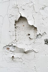 Canvas Print - A close-up of a white wall with peeling paint, suitable for use in real estate or construction context