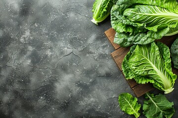 Wall Mural - Chinese cabbage on a dark background, top view