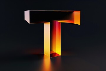 Wall Mural - A single letter T illuminated in a dark environment, suitable for use as an abstract or conceptual background