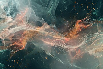 Fototapete - An abstract visualization of big data, depicting massive information streams, complex graphs, and digital interfaces representing AI data processing. Generative AI