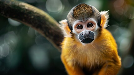 Wall Mural -    a monkey on a tree branch surrounded by clear trees in the background and a crisp blue sky