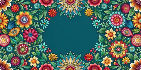 Wall Mural - Beautiful floral pattern with vibrant colors and intricate designs, flowers, nature, background, decorative, artistic, spring