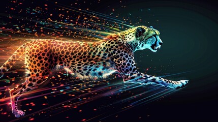 Sticker - illustration light speed of cheetah