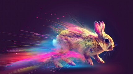 Wall Mural - illustration light speed of rabbit