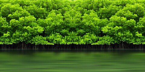 Wall Mural - Mangrove forest absorbs CO2 from the atmosphere acting as a natural carbon sink. Concept Climate Change, Mangrove Forests, Carbon Sequestration, Ecosystem Conservation, Environmental Impact