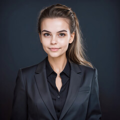 Canvas Print - portrait of a business woman, black suit and background