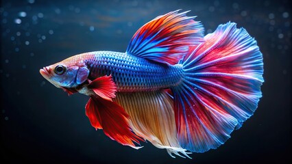 Beautiful and colorful Siamese fighting fish swimming gracefully in the water, tropical, aquarium, pet, Betta
