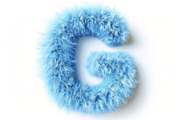 Wall Mural - The letter G is made of blue fur and has a fuzzy texture