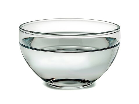 glass bowl with water isolated on white background, simple style