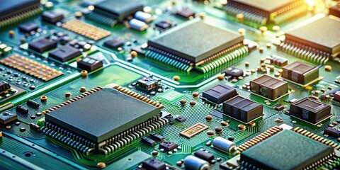 Wall Mural - Close-up of chipset circuit boards on semiconductor industrial circuit boards, technology, circuit, electronic
