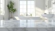 © Ilmi - White bathroom interior. with towel on marble table with blurred bathroom interior background