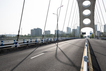 Canvas Print - driving on suspension bridge