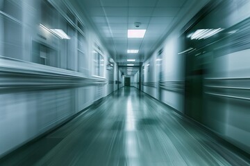 Wall Mural - A hallway with a blurry background and a light shining on the floor