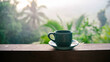 © ADDICTIVE STOCK - Serene morning with a cup of coffee overlooking a lush garden