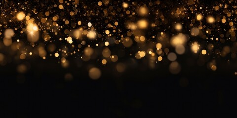 golden glitter bokeh on black background. holiday and celebration concept.