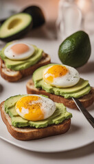 Wall Mural - Avocado Toast With Egg Slices