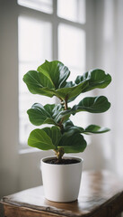 Wall Mural - Fiddle Leaf Fig Plant in White Pot