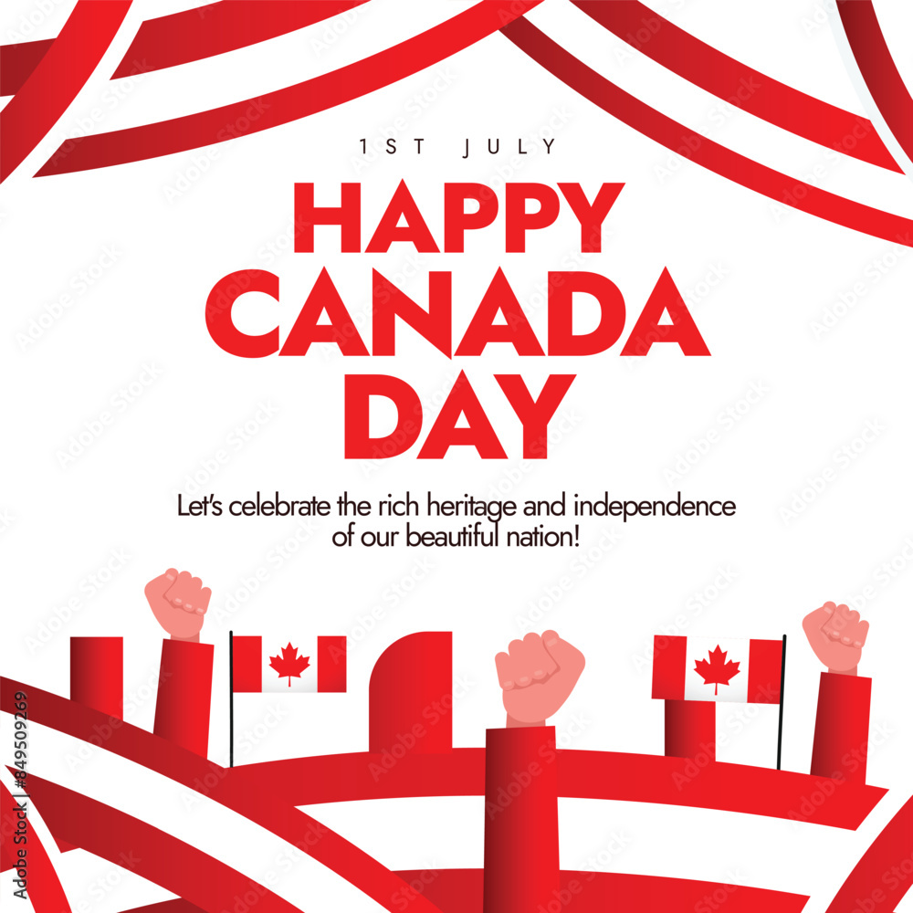 Canada Day. 1st July Happy Canada day celerbation banner with its flag ...
