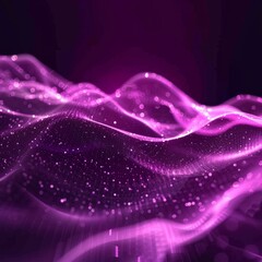 Wall Mural - Digital purple particles wave and light abstract background with shining dots stars. Job ID: 62cd2f39-bf0d-4ae4-bdd7-1df0f7110c69