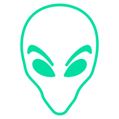 Poster - Green alien head with large eyes 