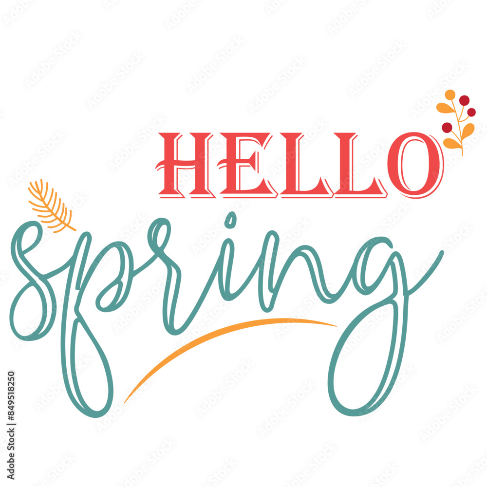 Hello spring calligraphy lettering isolated on white. Inspirational ...