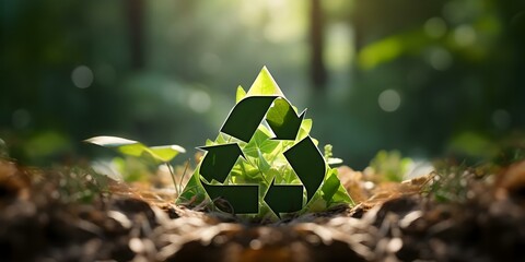 Promoting Environmental Sustainability with Recycling Symbols and Reduce Reuse Recycle Principles. Concept Eco-Friendly Practices, Recycling Symbols, Reduce Reuse Recycle, Sustainability Awareness