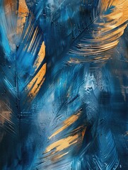 Wall Mural - Blue and Gold Painting Close Up