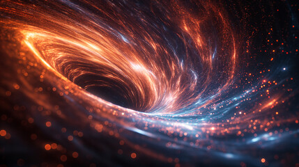 Wall Mural - A mesmerizing depiction of a swirling black hole with vibrant interstellar colors, symbolizing cosmic phenomena, space exploration, and the mysteries of the universe
