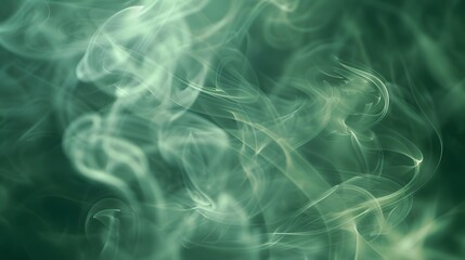 Wall Mural - ethereal green smoke swirling in darkness