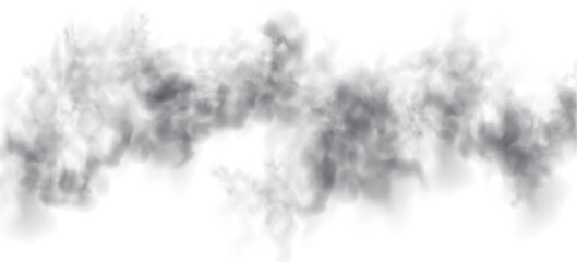 Special effect of steam, smoke, fog, clouds. Abstract gas on transparent background, vapor machine steam or explosion dust, dry ice effect, condensation, fume. Vector PNG illustration.	