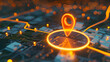 © B-Ast-BRT - A digital map displaying a location with two pins set, representing AI technology in GPS, innovation in delivery services, and map location for future transport logistics