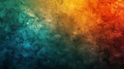 Wall Mural - A vibrant gradient background with transitions from blue to orange and green, set against a dark, grainy texture. 
