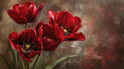 Image featuring lovely crimson tulips