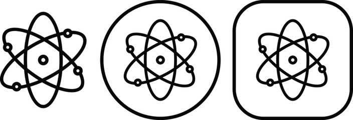 Atom or proton nucleus Icon in line set molecular symbol isolated vector for apps or web isolated on transparent background. Nuclear Orbit spin physics energy core Chemistry and science technology