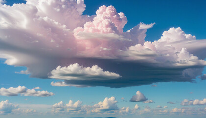 Wall Mural - white fluffy clouds floating in a clear blue sky