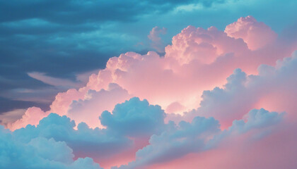 Wall Mural - heavenly sky: a digital abstract wallpaper featuring a three-dimensional cloud background in blue an