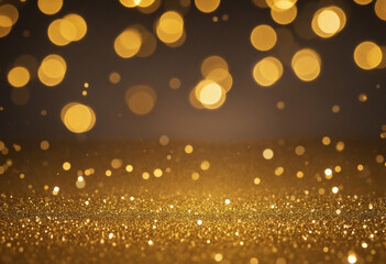 Wall Mural - shimmering bokeh lights and glowing gold glitter create a festive and elegant holiday background