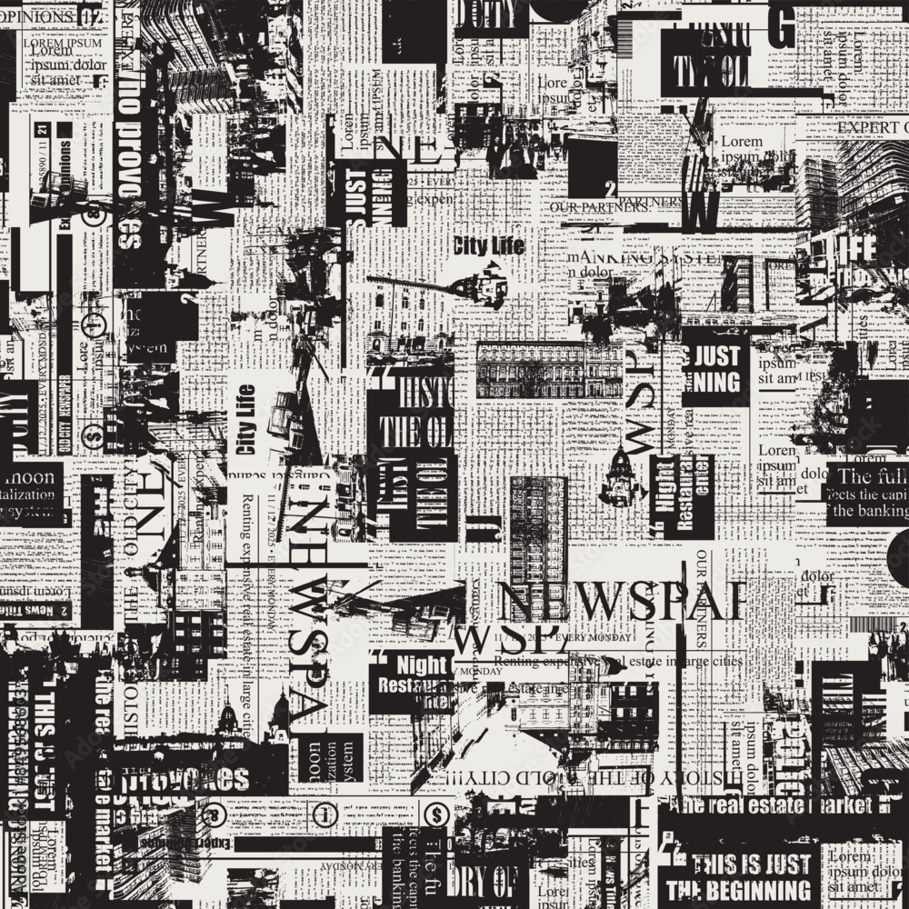 Magazine Pattern Background seamless pattern with collage of newspaper or magazine clippings ...