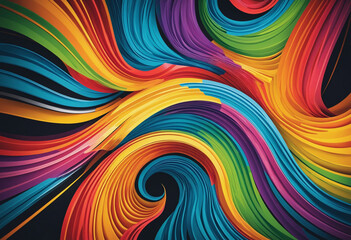 Wall Mural - Colorful abstract geometric design with vibrant swirls and copy space