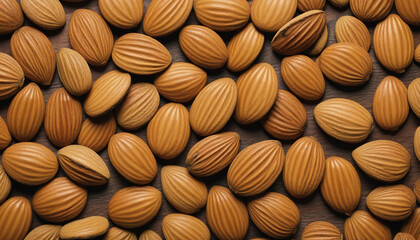 Wooden textured backdrop showcasing almonds