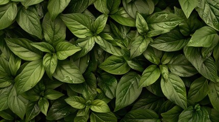 Wall Mural - Close up of a background texture made of green leaves