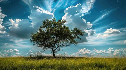 Wall Mural - high quality photograph of nature with a blue sky and white clouds in the background