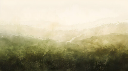 Wall Mural - A mountain range with a foggy, misty atmosphere