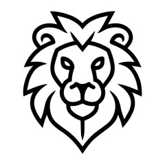 Wall Mural - Lion logo or modern line icon. Vector line art and icon design with bold outline. Black and white Pixel Perfect minimalistic symbol isolate white background. Creative logotype