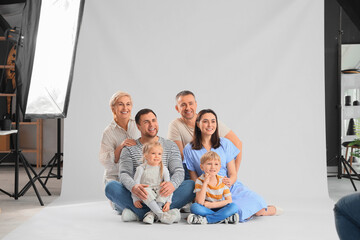 Wall Mural - Big family having photo shoot in studio