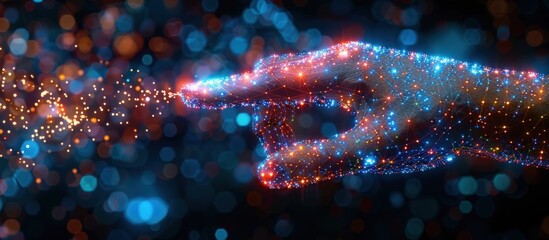 Wall Mural - Glowing Digital Hand Reaching Out
