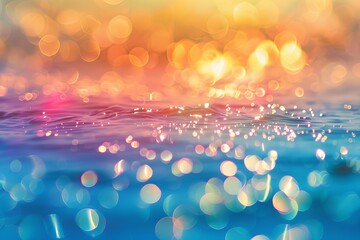 Poster - Abstract wallpaper of glittering bokeh lights on water surface, providing a vivid, sparkling background, potentially a best-seller