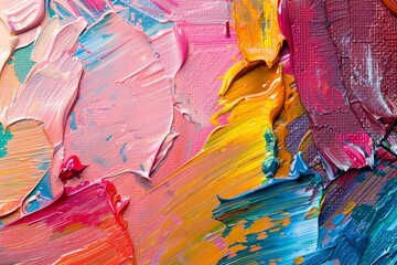 Canvas Print - A canvas filled with vibrant oil paint strokes captures an abstract artistic style that could serve as a dynamic wallpaper or background