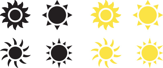 sun icon set. Summer sunlight icon. sun for web icons. solar isolated icon. sunshine sun icon vector illustration icons