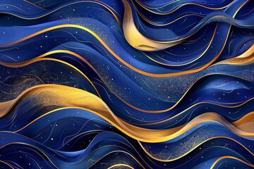 Wall Mural - Captivating abstract digital artwork with flowing wavy lines perfect for a best-seller background or wallpaper